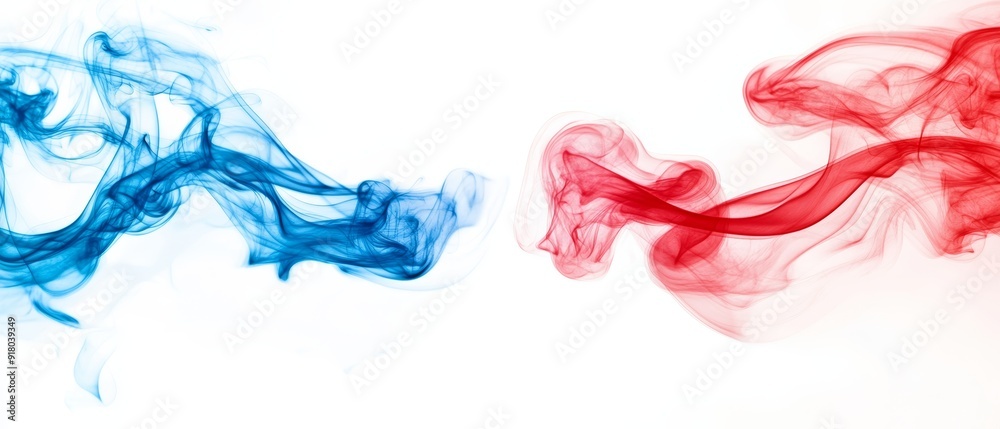 Abstract Red and Blue Smoke Isolated on White Background, Ideal for Creative Projects and Designs Generative AI Abstract Red and Blue Smoke Isolated on White Background, Ideal for Creative Projects and Designs Generative AI