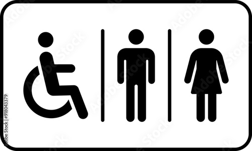 Toilet vector icon. WC sign. Female or male restroom. WC door plate symbol illustration.