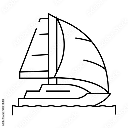 yacht marine transport line icon vector. yacht marine transport sign. isolated contour symbol black illustration