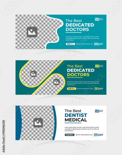Medical healthcare health care and dedicated doctor, dentist Facebook timeline cover and web banner template
