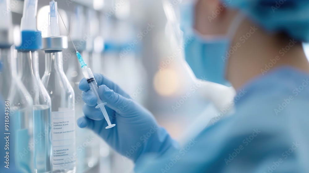 Caring Nurse Preparing Precise Medical Injection in Sterile Hospital Environment for Patient Care Caring Nurse Preparing Precise Medical Injection in Sterile Hospital Environment for Patient Care