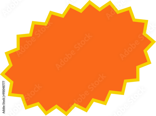 Orange round price stickers, sunburst promo tags, retro discount emblems. Collection of special offer sale oval and round shaped sunburst labels and badges. Vector .