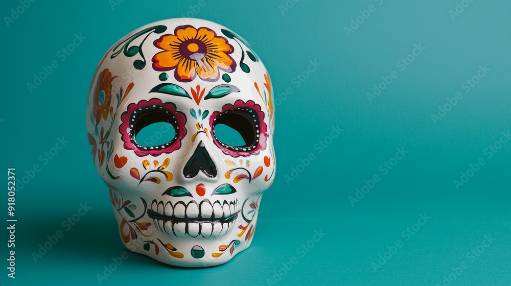 a white skull with colorful flowers on it a white skull with colorful flowers on it
