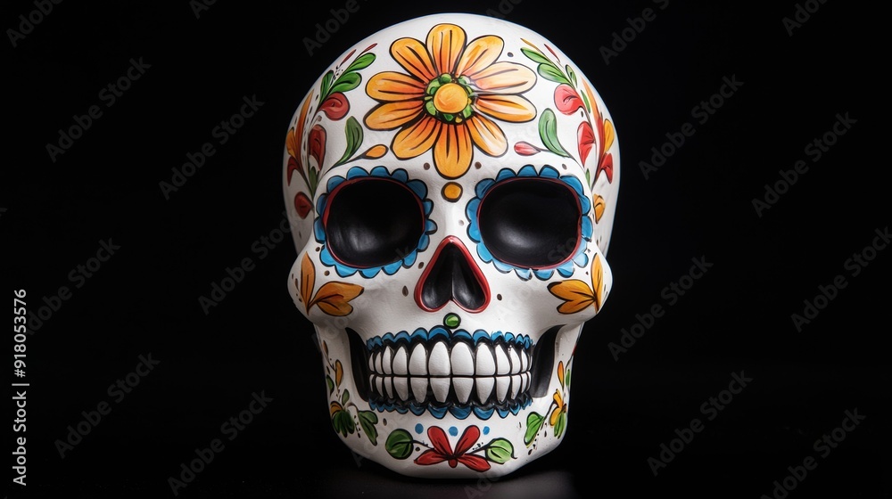 a skull with colorful flowers on it a skull with colorful flowers on it