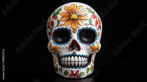 a skull with colorful flowers on it