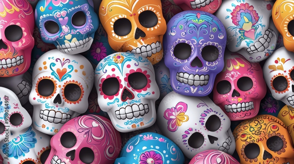 colorful skulls seamless background colorful skulls seamless background