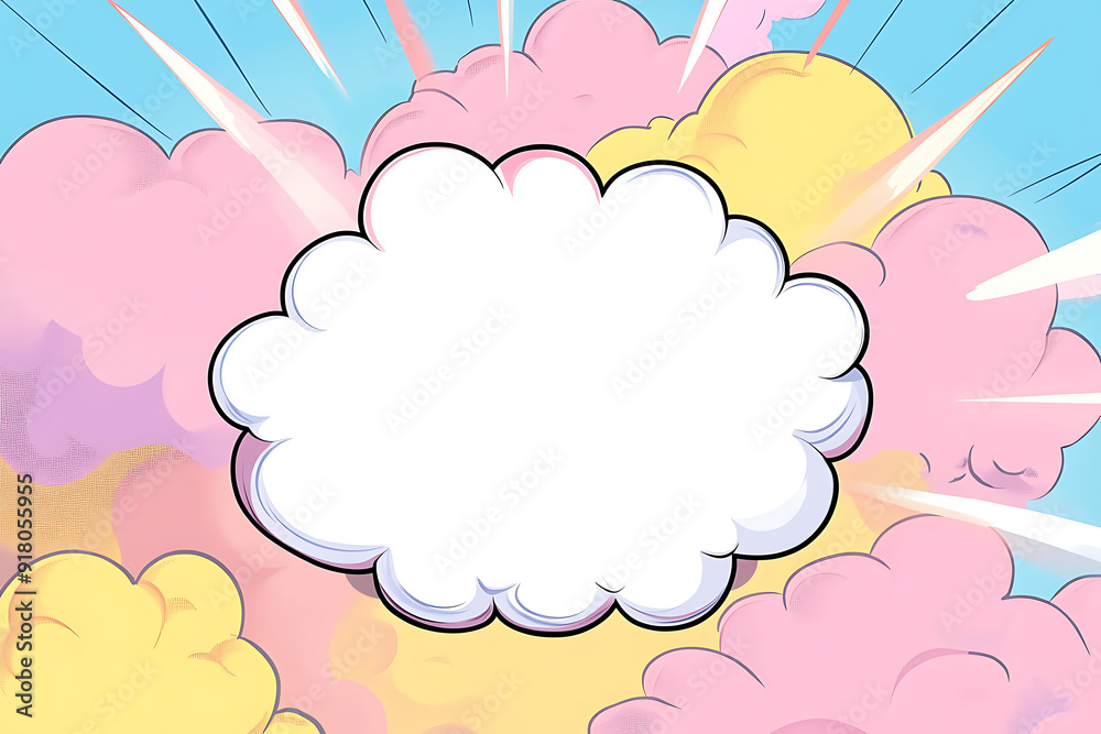 Empty speech bubble. Comics speech bubble for text. White empty dialog cloud on bright pink background with zoom lines and halftone. Empty speech bubble. Comics speech bubble for text. White empty dialog cloud on bright pink background with zoom lines and halftone.
