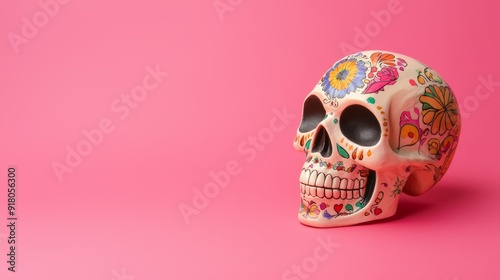 a skull with colorful flowers on it