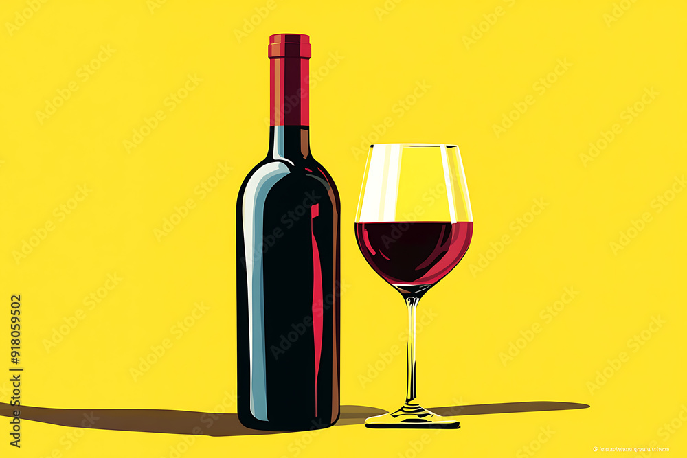 Abstract background design made from an empty wine glass and bottle.
