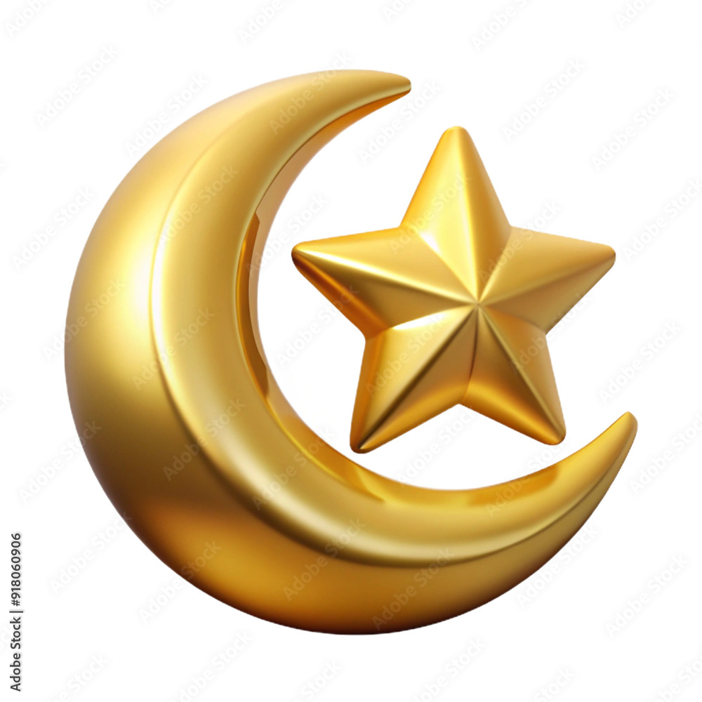 A minimalist golden star and crescent moon A minimalist golden star and crescent moon