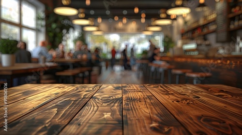 Cozy cafe interior with wooden tables and warm lighting full of customers in a bustling atmosphere