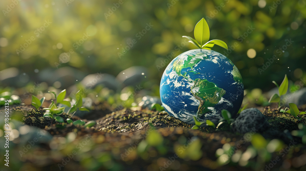 Earth globe on the ground Earth globe on the ground