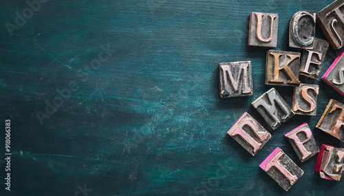 A set of old lead printing letters