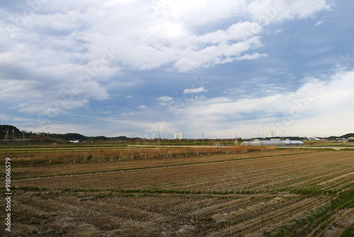 landscape with a field, Gangneung, Gangwon-do, Korea, April, 2023
