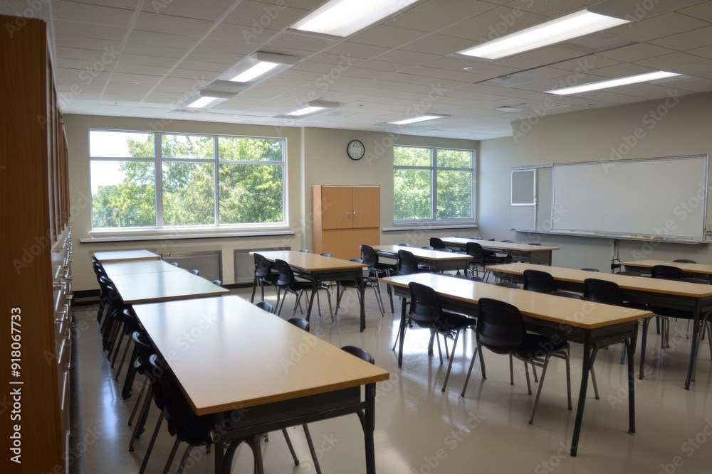 custom made wallpaper toronto digitalEmpty Science Classroom. Typical US High School Classroom with Desks, Chairs, and Whiteboard