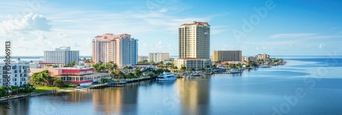 Fort Myers Florida. Beach Skyline with Mantanza Pass Waterway - A Boater's Destination photo