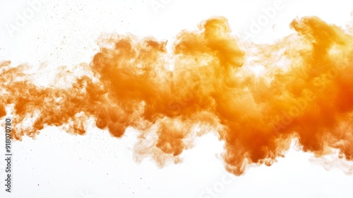 Abstract Orange Smoke Explosion on White Background Generative AI