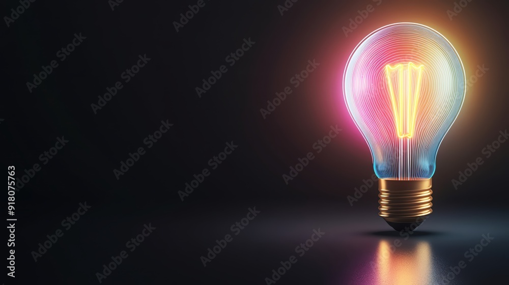 A vibrant light bulb glowing softly in a dark background, symbolizing ideas, creativity, and innovation. A vibrant light bulb glowing softly in a dark background, symbolizing ideas, creativity, and innovation.