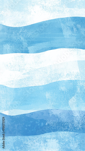 Hand Drawn Illustrated Pattern Background in a Chambray Blue colour featuring a textured wavy line block illustration. Social media vertical background, template and wallpaper vector.
