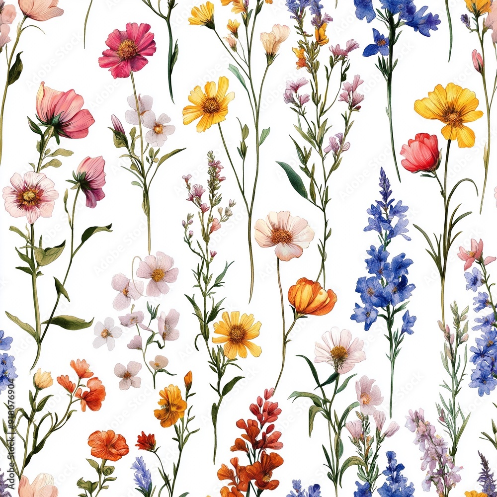 Delicate wildflower pattern on a clear background, ideal for nature-themed designs in fashion and home decor. Delicate wildflower pattern on a clear background, ideal for nature-themed designs in fashion and home decor.