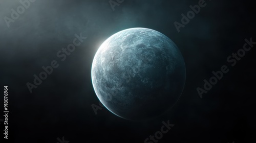 A mesmerizing image of a lonely planet floating in deep space surrounded by darkness, emphasizing the isolation and vastness of the cosmic environment. photo