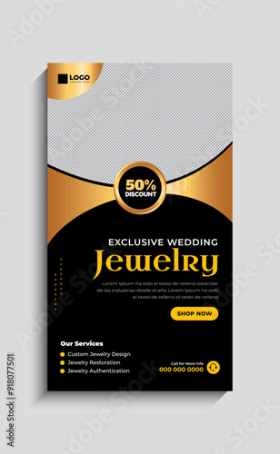 Jewelry social media Instagram Story or web banner template design