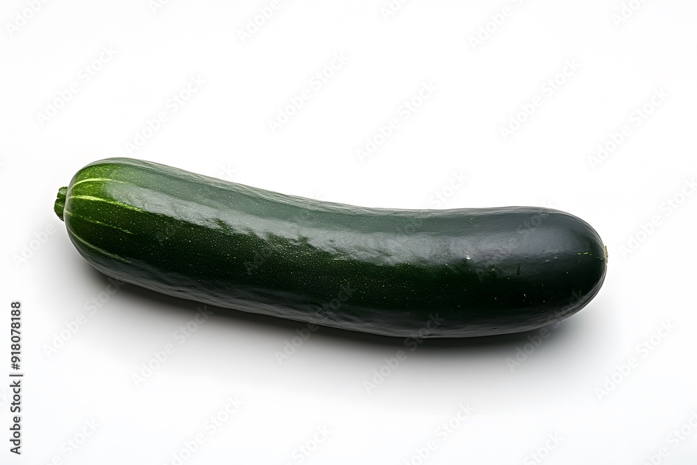 Single Green Zucchini on White Background. Single Green Zucchini on White Background.