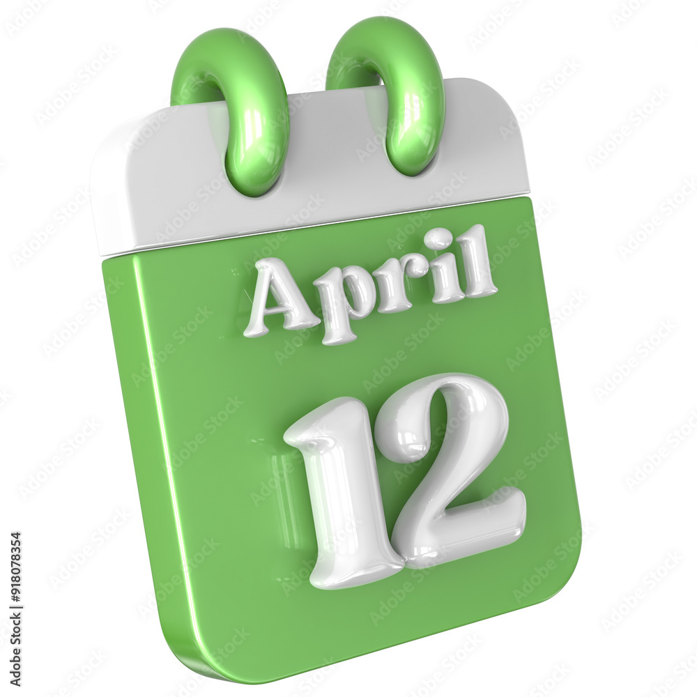 3D Calendar with 12 date number,April 3D Illustration 3D Calendar with 12 date number,April 3D Illustration