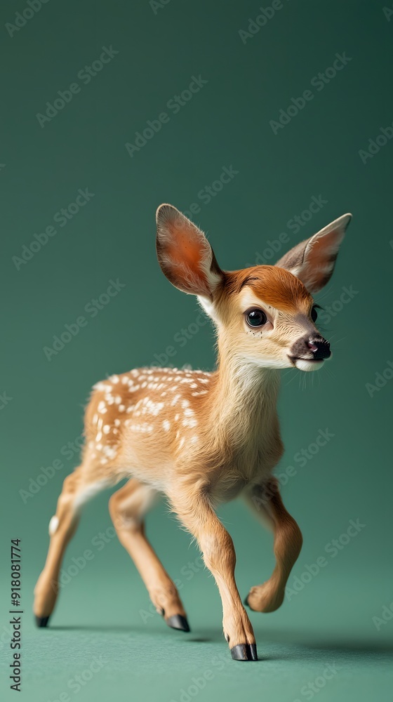 Curious Baby Deer in Green Forest Nature Background Curious Baby Deer in Green Forest Nature Background