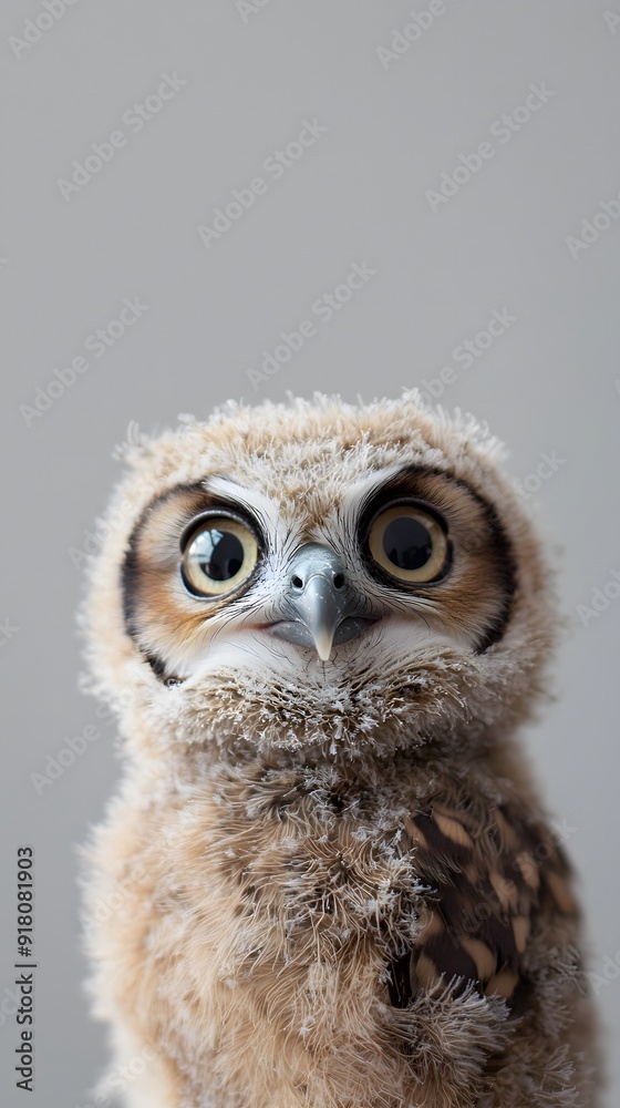 Curious Fluffy Owl Perched and Staring with Watchful Eyes Curious Fluffy Owl Perched and Staring with Watchful Eyes