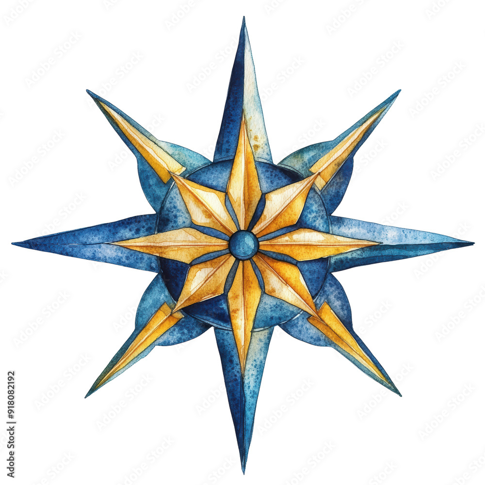 Obraz premium A vibrant compass rose design featuring sharp, colorful points radiating outwards, symbolizing direction and navigation.