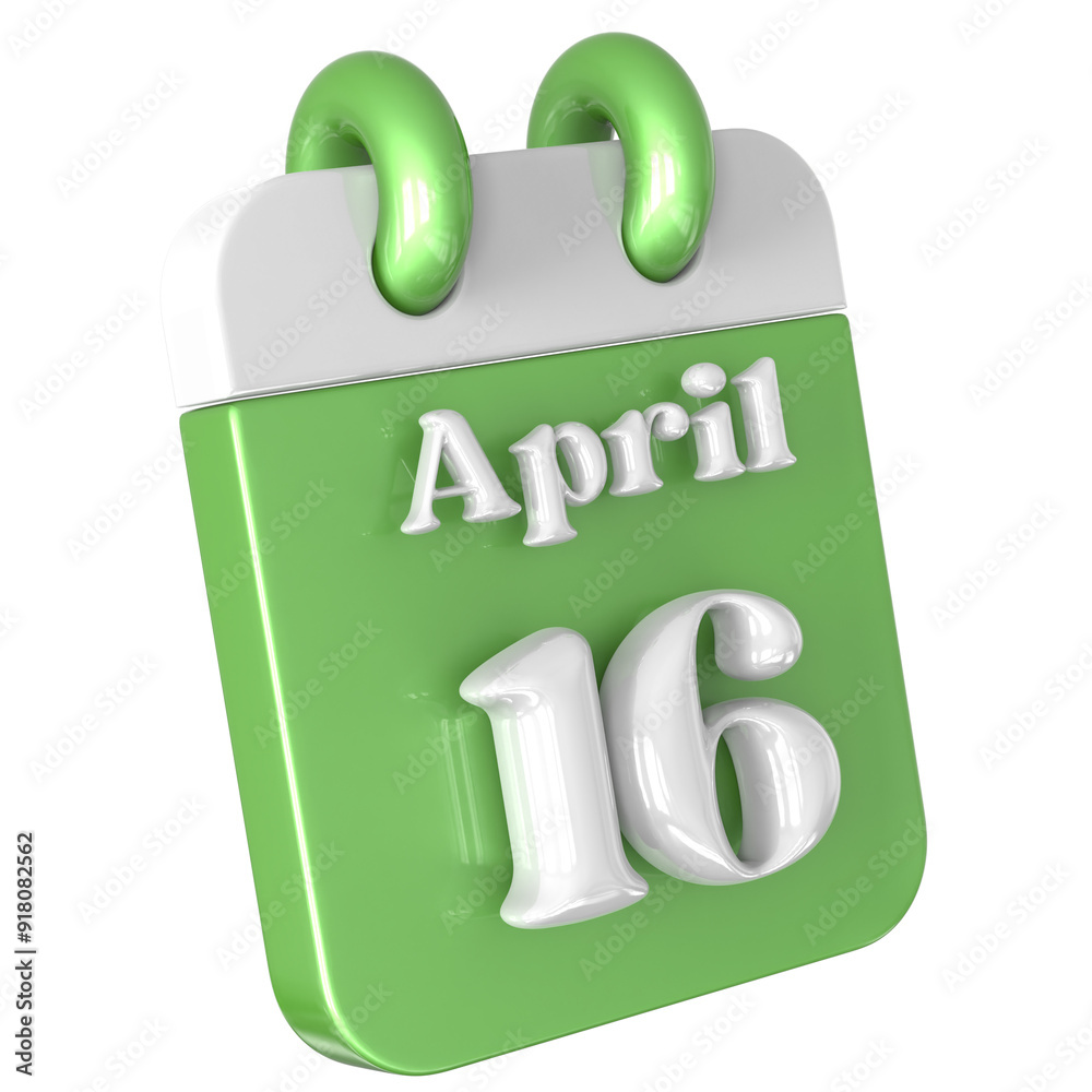 3D Calendar with 16 date number,April 3D Illustration 3D Calendar with 16 date number,April 3D Illustration