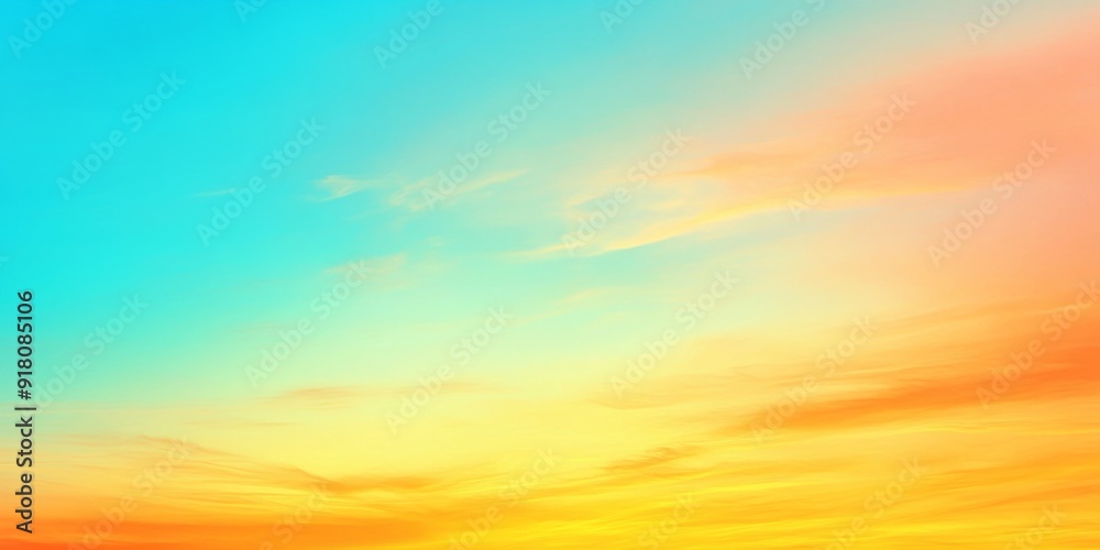 Fototapeta premium Ethereal Vista of Fantasy: A Vibrant Panoramic Sunset Sky, Rich in Gradient Colors, Embracing the Tranquil and Uplifting Spirit of a Summer Twilight,4K wallpaper, poster background