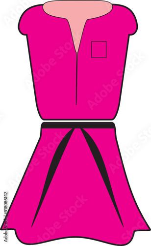 fashion vector pink women's dress clothing on a white background