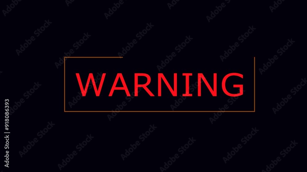 Red Warning Text animation. Warning Text on black background. Warning text Signal video. warning text.