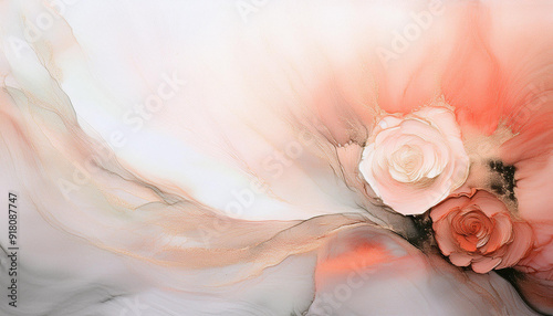 Tekstura, malowana róża na płótnie, tapeta trendy 2025 generative ai  © Elżbieta Kaps