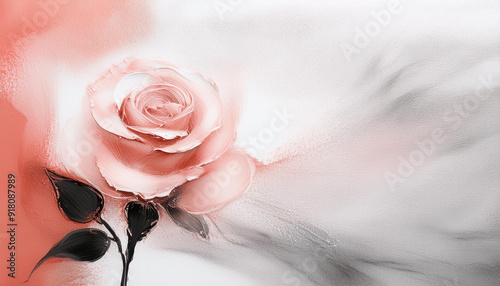 Tekstura, malowana róża na płótnie, tapeta trendy 2025 generative ai  © Elżbieta Kaps
