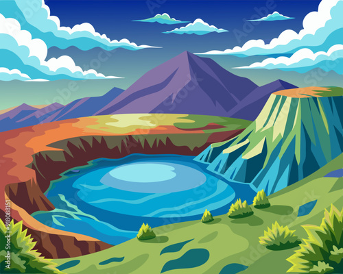 Crater Lakes landscape anime style