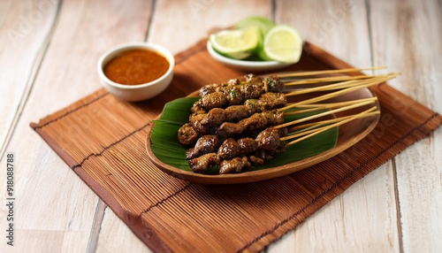 the popular menu item during idul adha eid al adha is homemade indonesian lamb satay or sate kambing photo