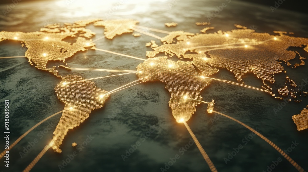 Dynamic trade routes crisscrossing a world map, symbolizing the ...