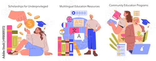 Knowledge For All. Flat Vector Illustration