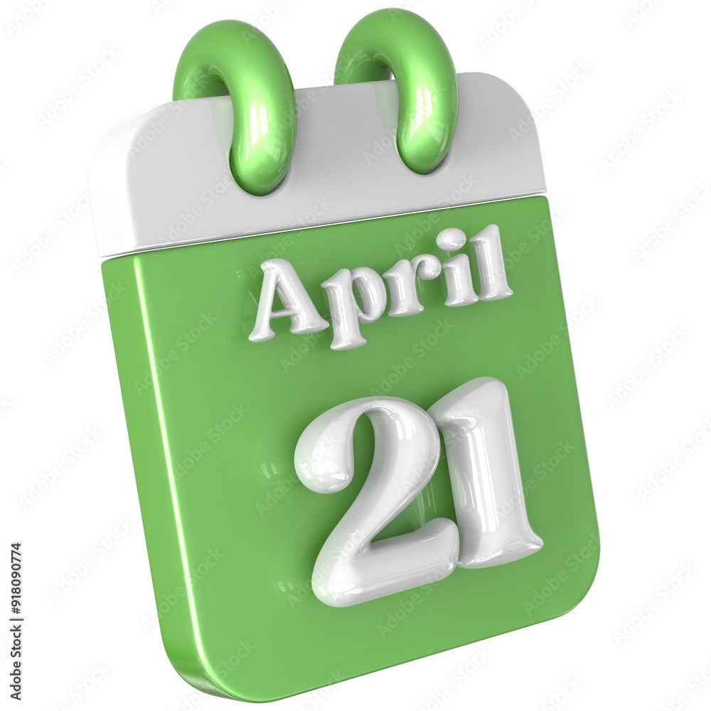 3D Calendar with 21 date number,April 3D Illustration 3D Calendar with 21 date number,April 3D Illustration