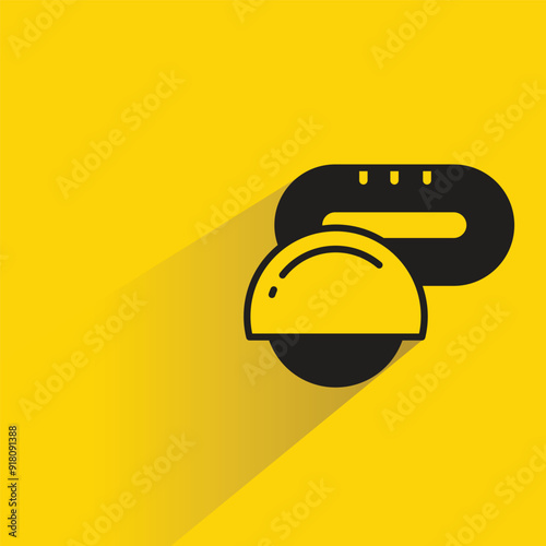 electric hand saw icon with shadow on yellow background