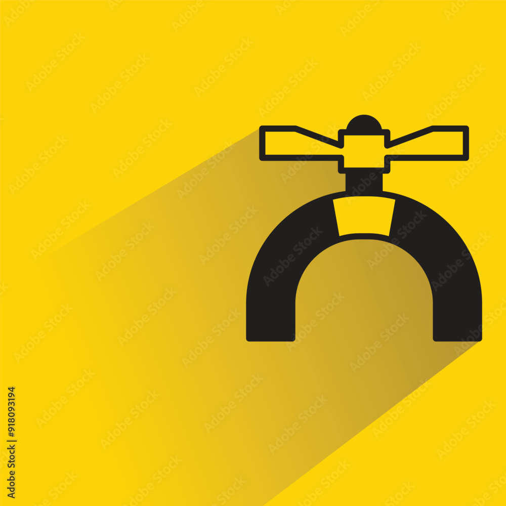 Fotografie valve and pipe icon with shadow on yellow background