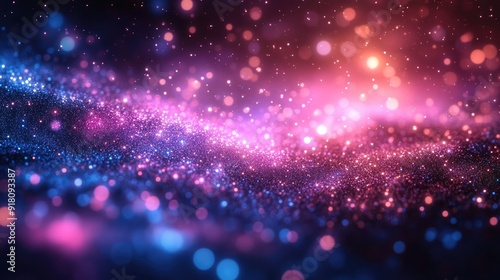 Galaxy-inspired sparkling background with deep blue and purple tones  scattered with twinkling stars and cosmic light effects
