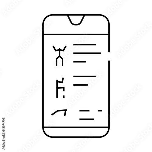 training app smartphone line icon vector. training app smartphone sign. isolated contour symbol black illustration