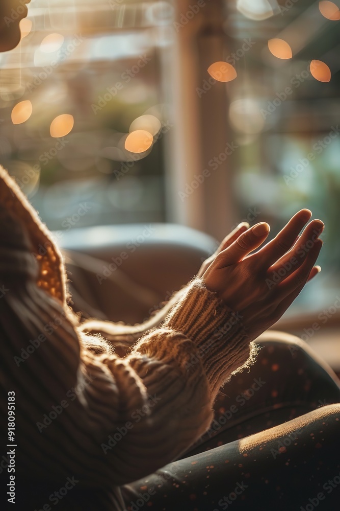 Hands joined in prayer, warm light, serene atmosphere, close-up. Hands joined in prayer, warm light, serene atmosphere, close-up.