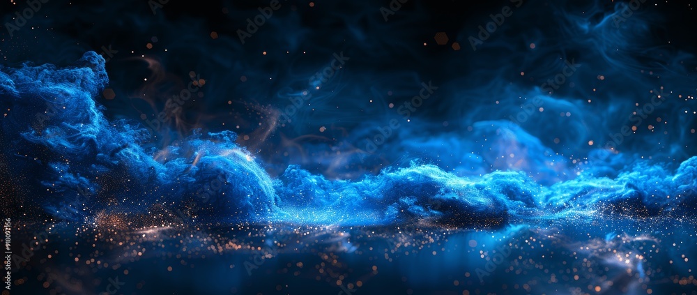 Fototapeta premium dark blue background texture with vignette in vintage design, elegant teal color wall with spotlight center