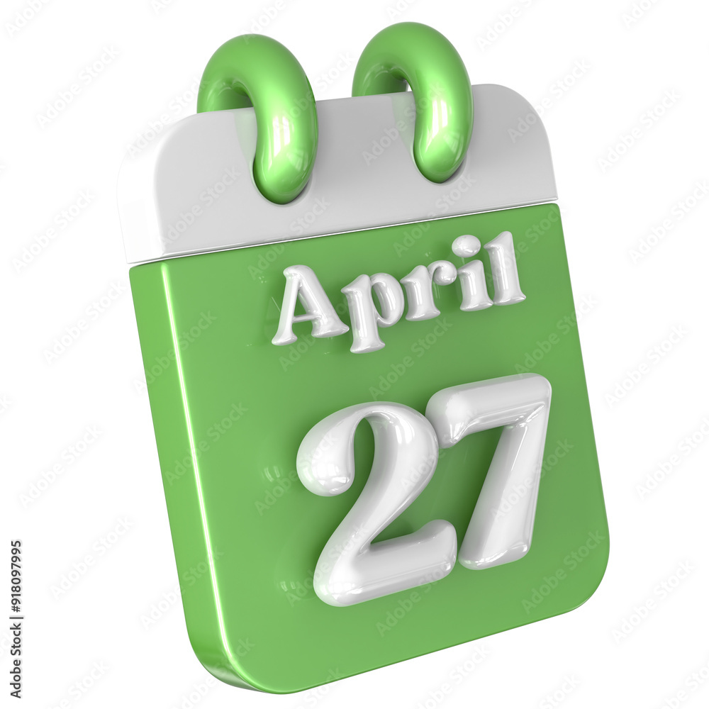 3D Calendar with 27 date number,April 3D Illustration 3D Calendar with 27 date number,April 3D Illustration