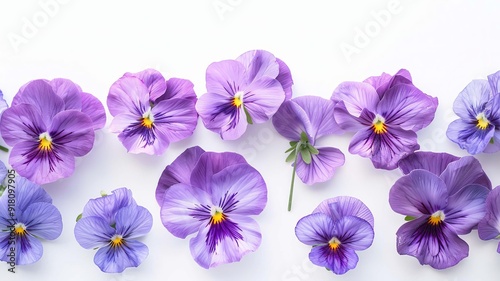 pansy flowers on white background, Generative AI,